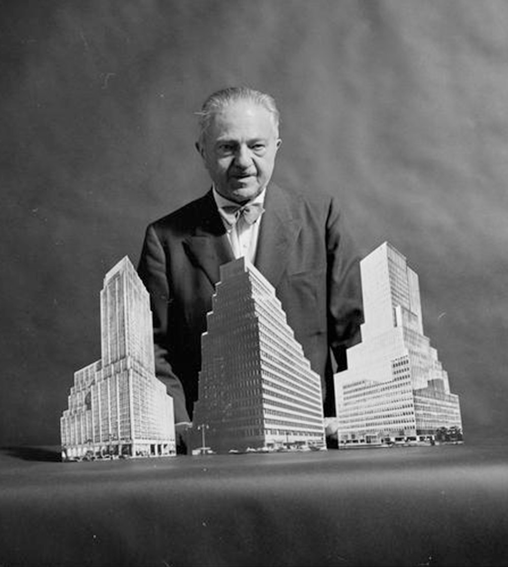 Ely Jacques Kahn, Architect of One Penn Plaza, and Several of his Building Models